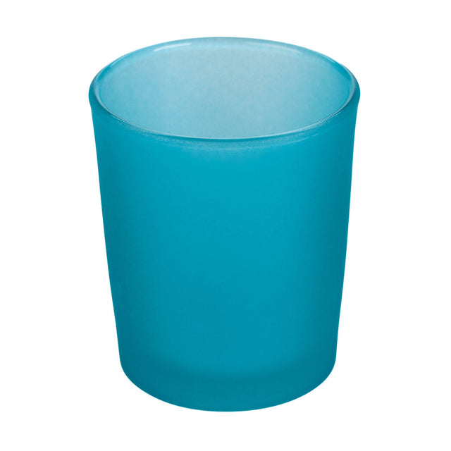 Turquoise frosted glass votive tealight candle holder, set of 10