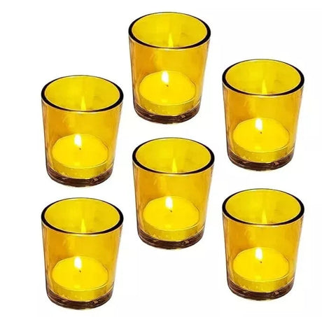 Yellow glass votive candle holders set of 20