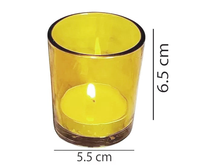 Yellow glass votive candle holders set of 20