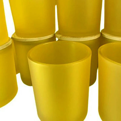 Yellow frosted glass votive candle holders set of 20