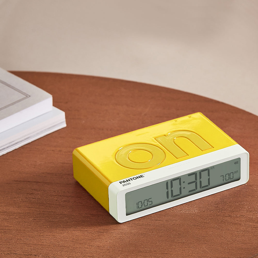 Lexon Flip Classic Reversible Alarm Clock — PANTONE Yellow and Pink — Allure Home Collections