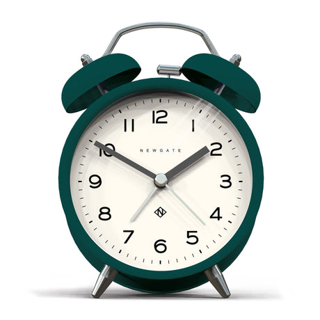 Newgate Charlie Bell Echo Alarm Clock — Matte Black and Green — Allure Home Collections