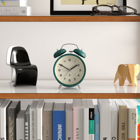 Newgate Charlie Bell Echo Alarm Clock — Matte Black and Green — Allure Home Collections
