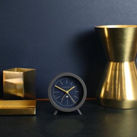 Newgate Fred Alarm Clock — Chocolate Black with Petrol Blue Reverse Dial — Allure Home Collections