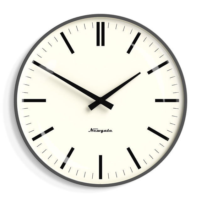 Newgate Radio City Wall Clock — Matte Blizzard Grey with Bold Black Marker Dial — Allure Home Collections