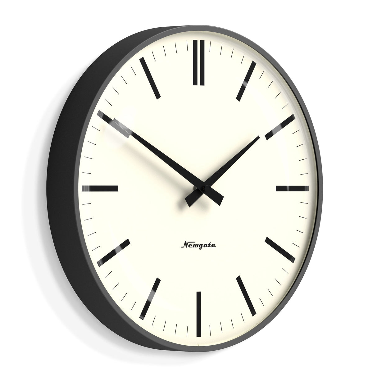 Newgate Radio City Wall Clock — Matte Blizzard Grey with Bold Black Marker Dial — Allure Home Collections