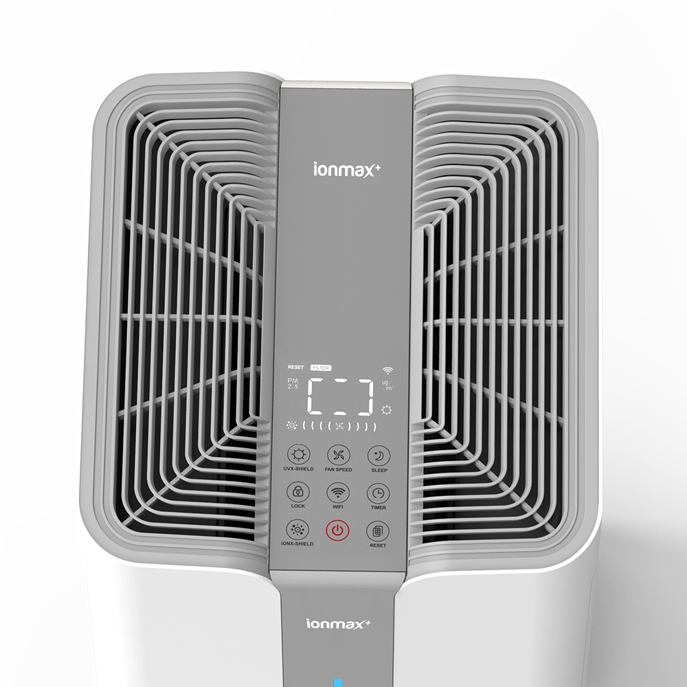 Filter compartment of the 900 m3 per hour air purifier opened