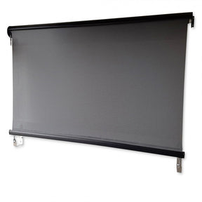 Vis charcoal outdoor roller blind sun screen awning 2.54m wide with aluminium hood lowered