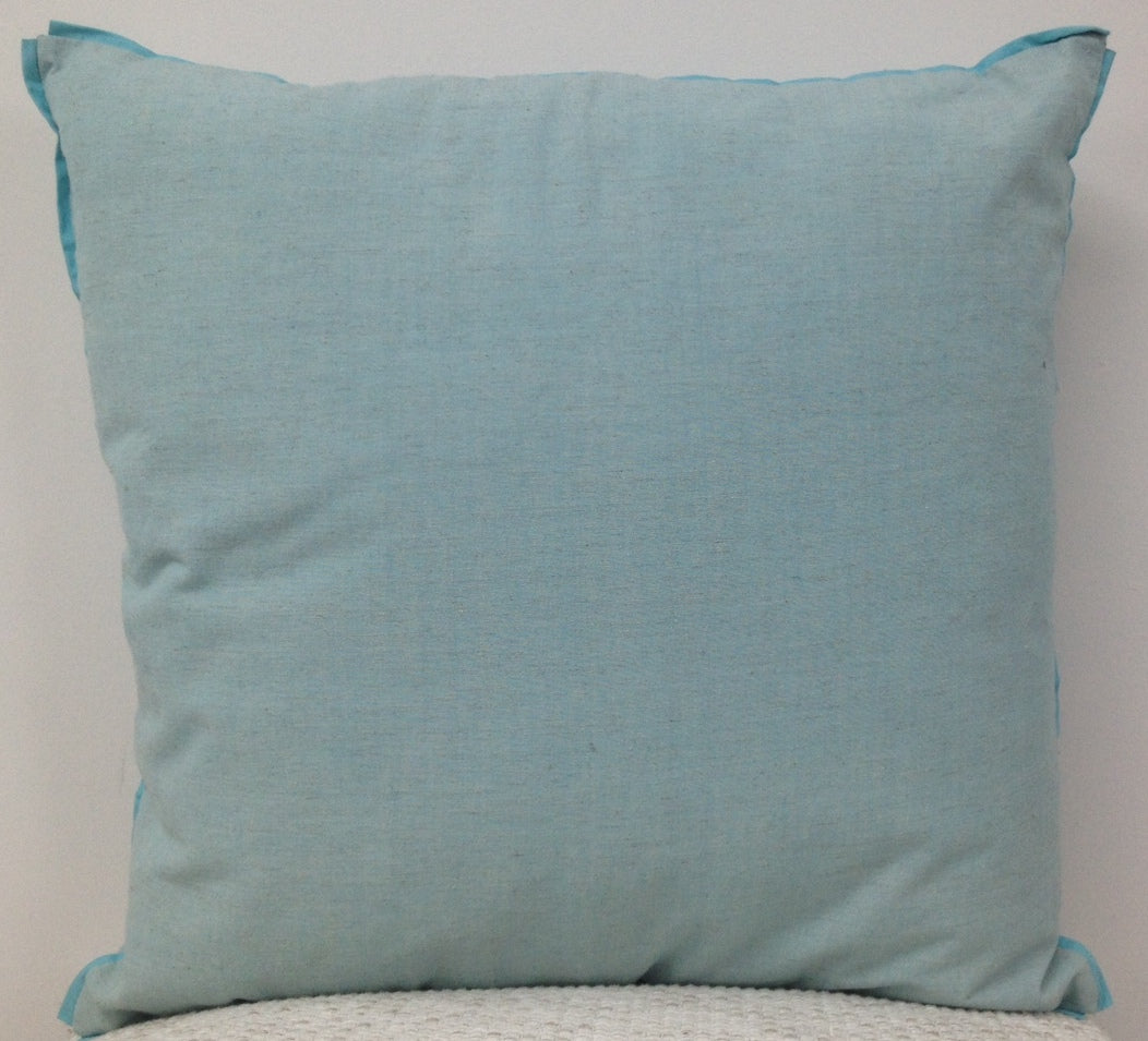 Frida Aqua Blue Cushion Cover with Contrasting Flat Border — Allure Home Collections