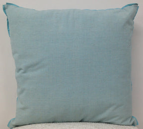 Essaouira aqua blue cushion cover with contrasting flat border