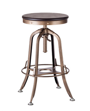 Industrial bar stool wood top and gold-black frame detail — Allure Home Collections