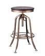Industrial bar stool wood top and gold-black frame detail — Allure Home Collections