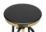 Side profile of industrial bar stool showing adjustable gold-black base — Allure Home Collections