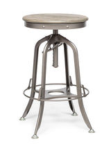 Industrial height adjustable swivel bar stool with oak wood top in grey — Allure Home Collections