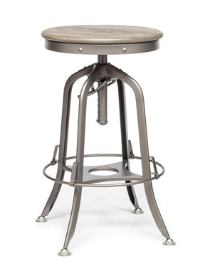 Caldermeade industrial swivel bar stool single with oak top and grey frame