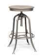 Industrial height adjustable swivel bar stool with oak wood top in grey — Allure Home Collections