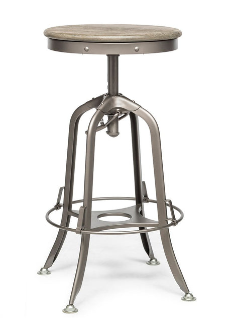Industrial oak wood bar stool at kitchen island — Allure Home Collections