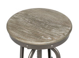 Industrial oak bar stool seat close-up showing wood grain — Allure Home Collections