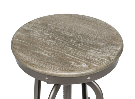 Industrial oak bar stool seat close-up showing wood grain — Allure Home Collections