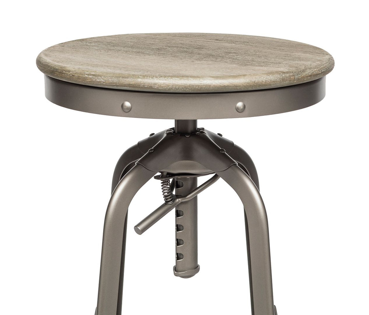 Industrial oak swivel bar stool in contemporary dining setting — Allure Home Collections