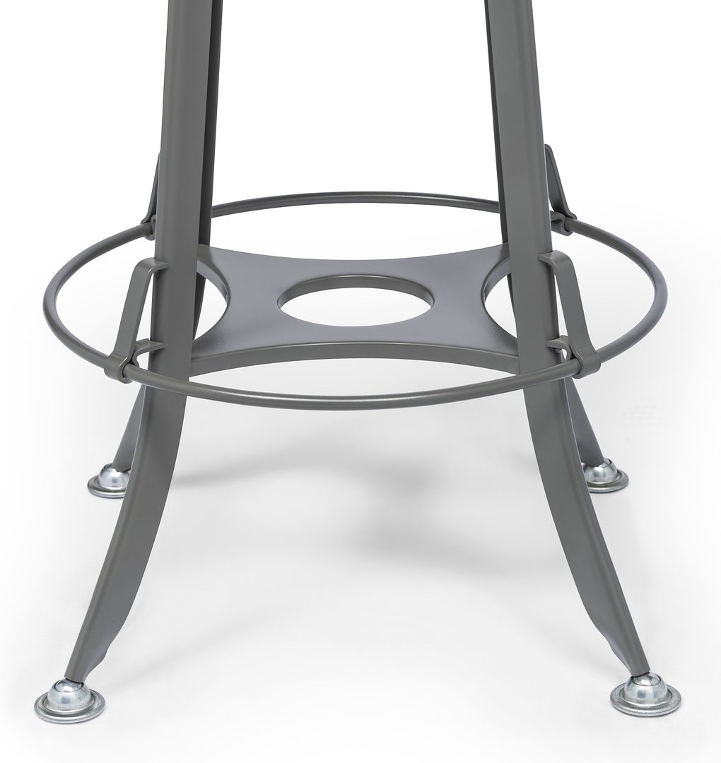Industrial bar stool oak wood seat close-up — Allure Home Collections