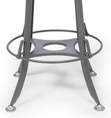 Industrial bar stool oak wood seat close-up — Allure Home Collections