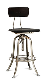 Side profile of industrial grey bar stool showing adjustable frame — Allure Home Collections
