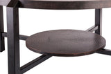 Elegant Black Round Coffee Table with Copper Top