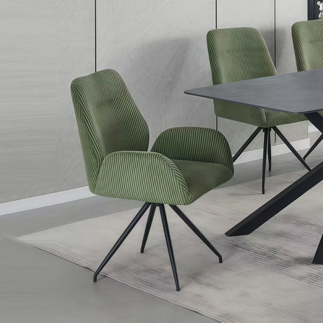 Dexter Linen Armchair Dining Chairs with Powder-Coated Iron Legs — Set of 4 — Allure Home Collections