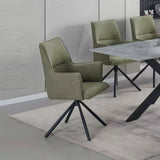 Jacob Green Linen Armchair Dining Chairs with Powder-Coated Iron Legs — Set of 4 — Allure Home Collections