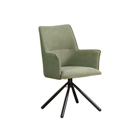Jacob Green Linen Armchair Dining Chairs with Powder-Coated Iron Legs — Set of 4 — Allure Home Collections