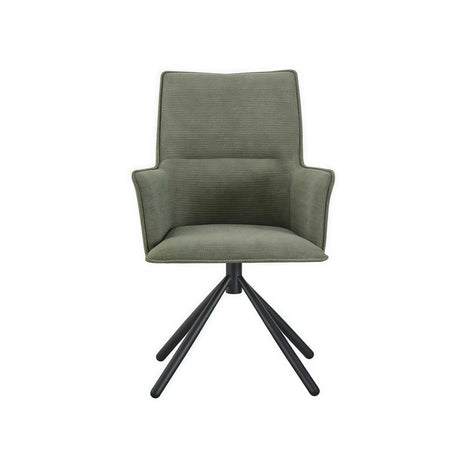 Jacob Green Linen Armchair Dining Chairs with Powder-Coated Iron Legs — Set of 4 — Allure Home Collections