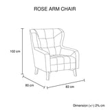 High Back Floral Accent Armchair with Wooden Legs