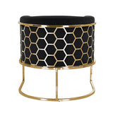 Vintage Black Velvet Arm Chair with Golden Accents