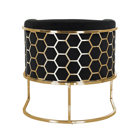 Vintage Black Velvet Arm Chair with Golden Accents