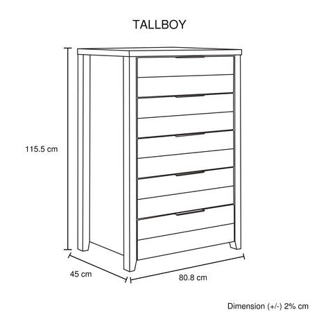 Taormina Queen Bedroom Suite 5pcs, Oak