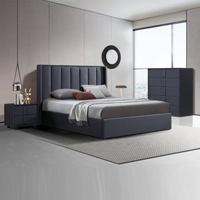 Corlette 4pcs queen gas lift bedroom suite with upholstered storage bed, two bedsides and tallboy
