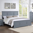 Nelson Bay 4pcs grey king bedroom suite with bed, two bedsides and tallboy in a modern bedroom