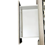 Alexa bed frame drawer close-up showing wheels for easy access — Allure Home Collections