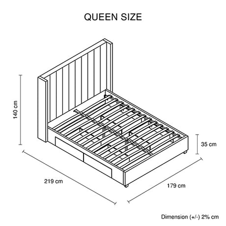 Alexa queen bed frame showing low footboard and high headboard silhouette — Allure Home Collections