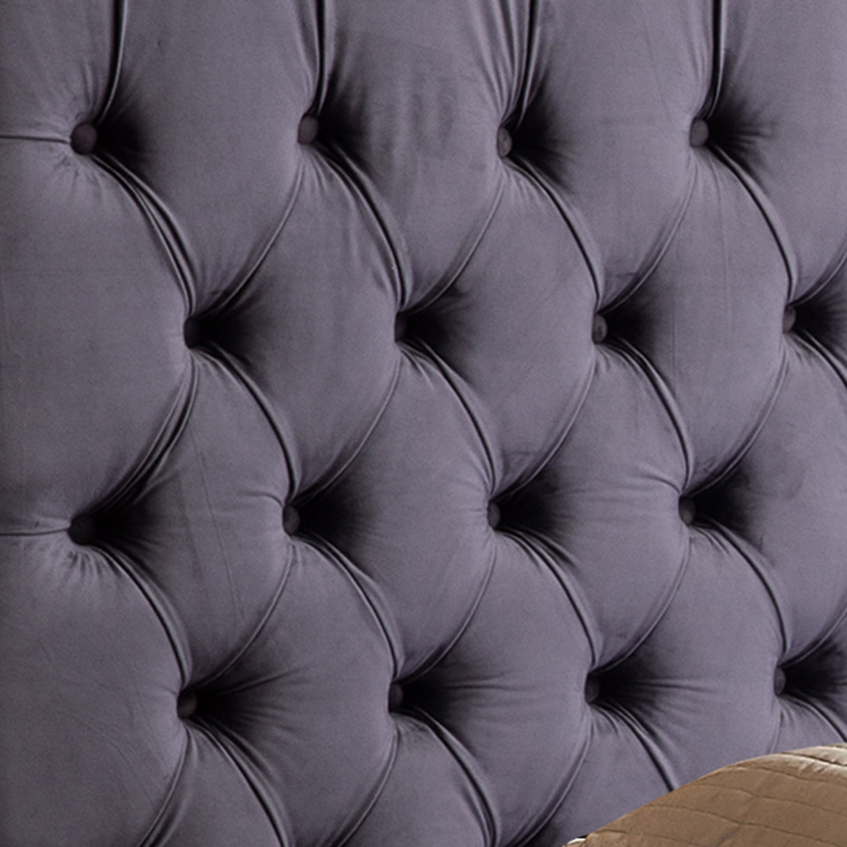 Anna Queen Size Velvet Bedframe - Deep Grey