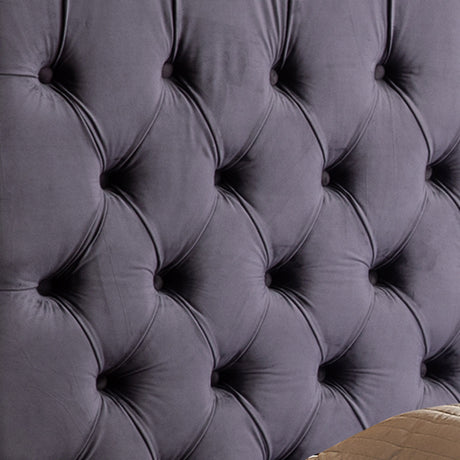 Anna Queen Size Velvet Bedframe - Deep Grey