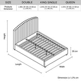 Camelia queen pink velvet bed frame showing full proportions — Allure Home Collections