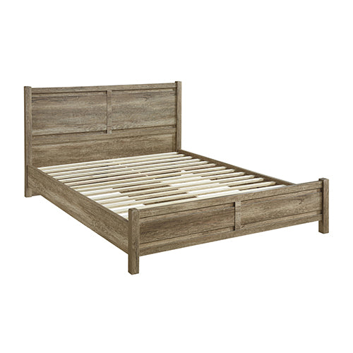 Cielo queen size bed frame in oak MDF finish — full front view — Allure Home Collections