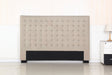 Cilantro King Bed Head — Beige Linen with Seamed Grid and Tufted Buttons — Allure Home Collections
