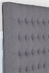 Cilantro King Bed Head — Charcoal Linen with Seamed Grid and Tufted Buttons — Allure Home Collections