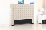 Cilantro Queen Bed Head — Beige Linen with Seamed Grid and Tufted Buttons — Allure Home Collections