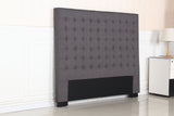 Cilantro Queen Bed Head — Charcoal Linen with Seamed Grid and Tufted Buttons — Allure Home Collections