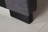Cilantro Queen Bed Head — Charcoal Linen with Seamed Grid and Tufted Buttons — Allure Home Collections