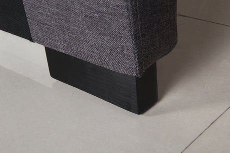 Cilantro Queen Bed Head — Charcoal Linen with Seamed Grid and Tufted Buttons — Allure Home Collections